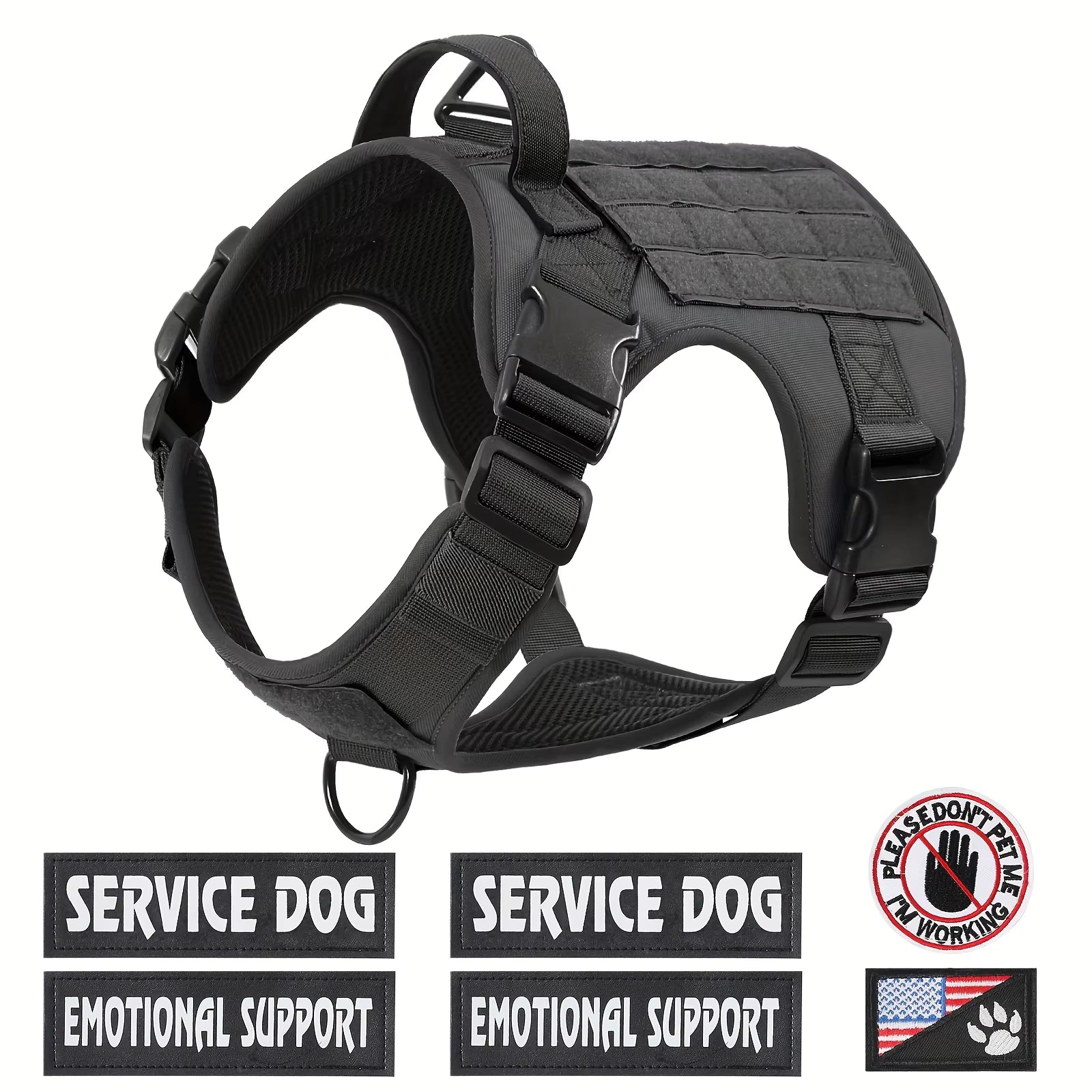 Tactical Dog Harness | Reflective & Adjustable | Metal Buckle | All Sizes